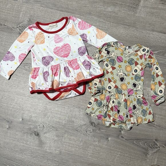 Bums & Roses + Marie Nicole 12–18M Baby Girl Long Sleeve Peplum Bodysuits Bundle - Picture 1 of 7